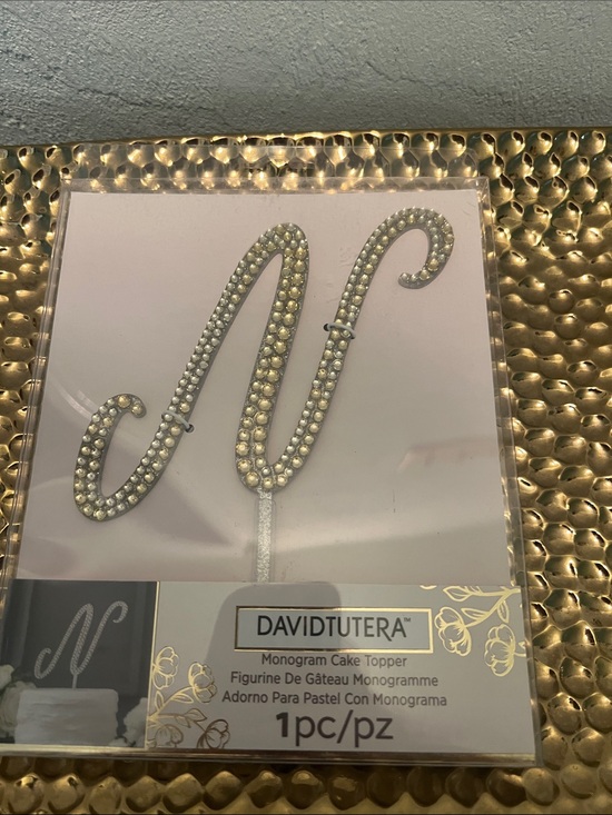 Other - #2272** David Tutera Rhinestone Monogram Cake Topper - Silver N